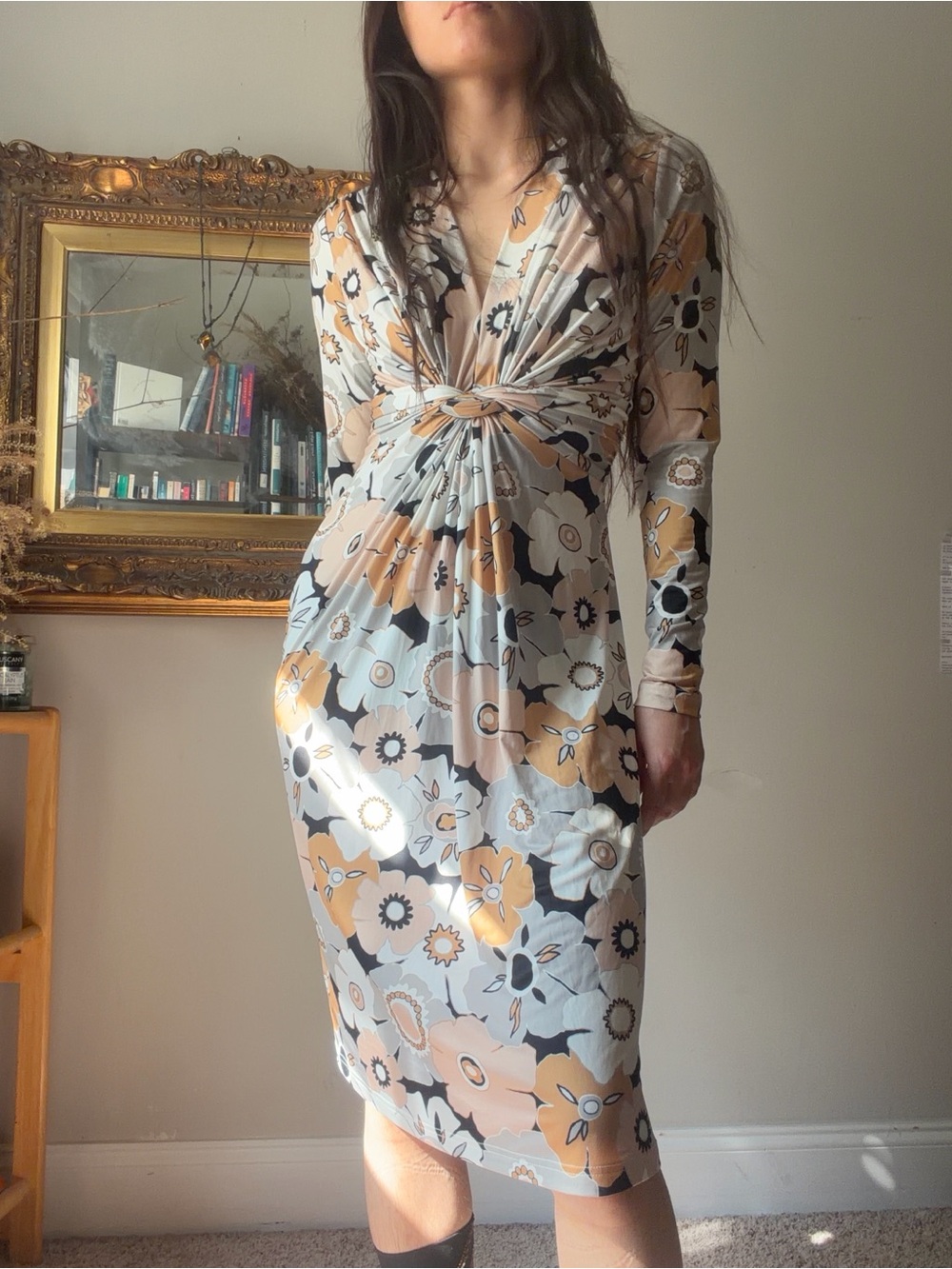 Ilse Jacobsen Multicolor Floral Long Sleeve Midi Dress